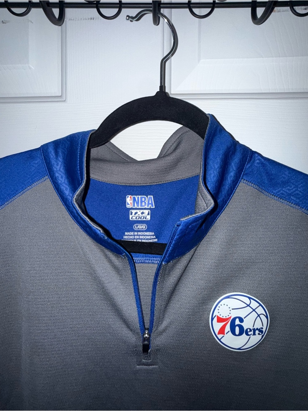 NBA 76ers Gray & Royal Blue Quarter-Zip Pullover